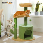 32" Cactus Cat Tree Tower with Cat Scratching Posts- Green