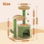 32" Cactus Cat Tree Tower with Cat Scratching Posts- Green