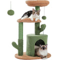 32" Cactus Cat Tree Tower with Cat Scratching Posts- Green