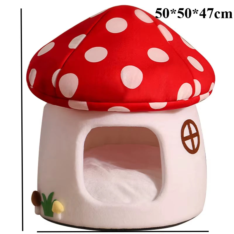 Half-Enclosed Mushroom Cat Bed
