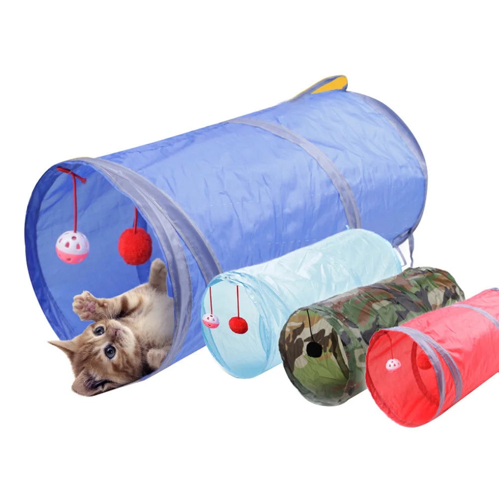 Cat Tunnel Cat Toys Collapsible Cat Play Tunnel - Sky Blue