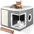 Cat Bed,  Cat House for Indoor Cats, Scratch Pad- Grey