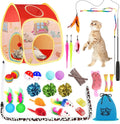 34Pcs Cat Toys Kitten Toys, Interactive Kitty Toys with Collapsible Cat Tunnels Tent