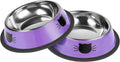 2 Pcs Non-Slip Stainless Steel Small Cat Food Bowls -7 Oz