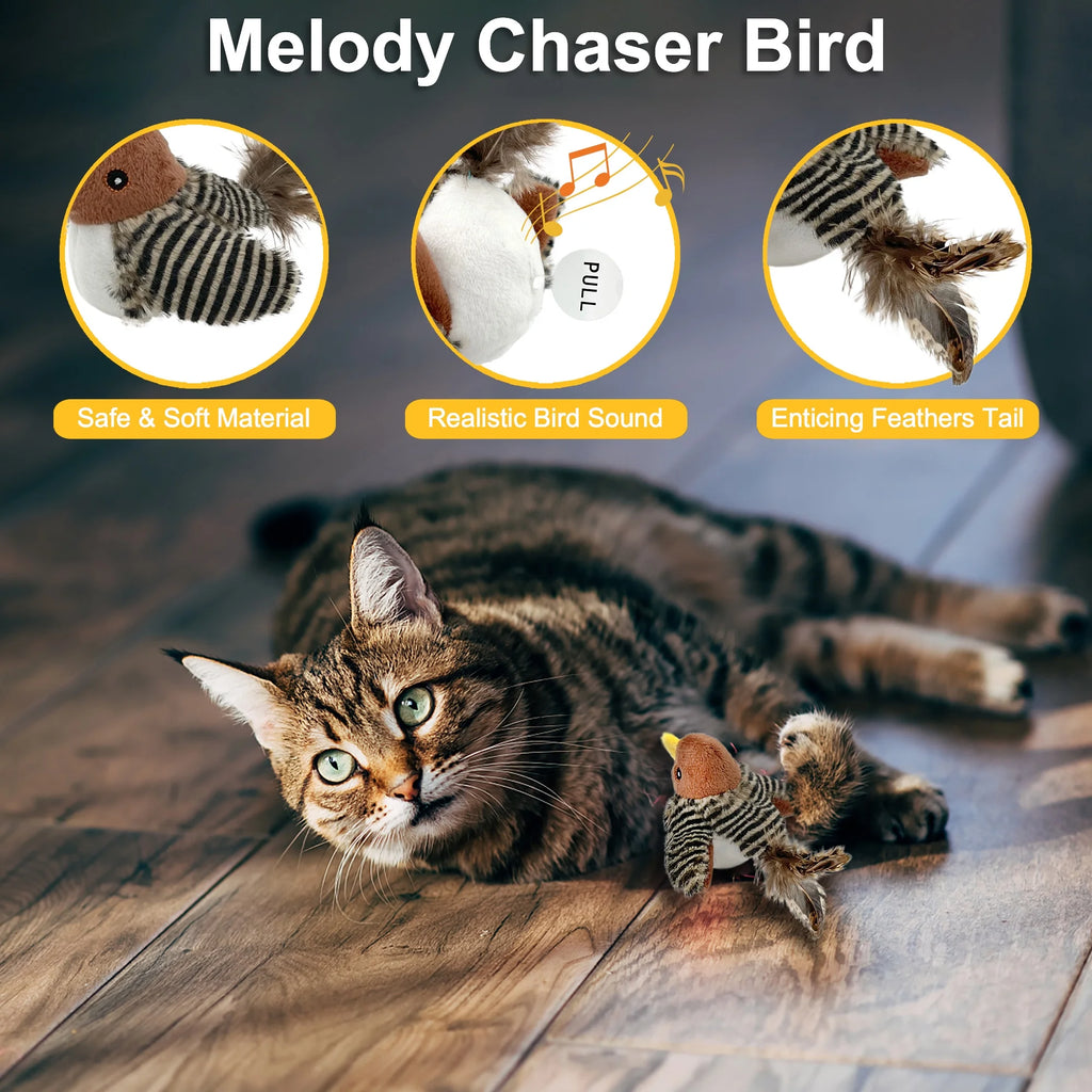Interactive Electronic Cat Toy, Automatic Chirping Bird 