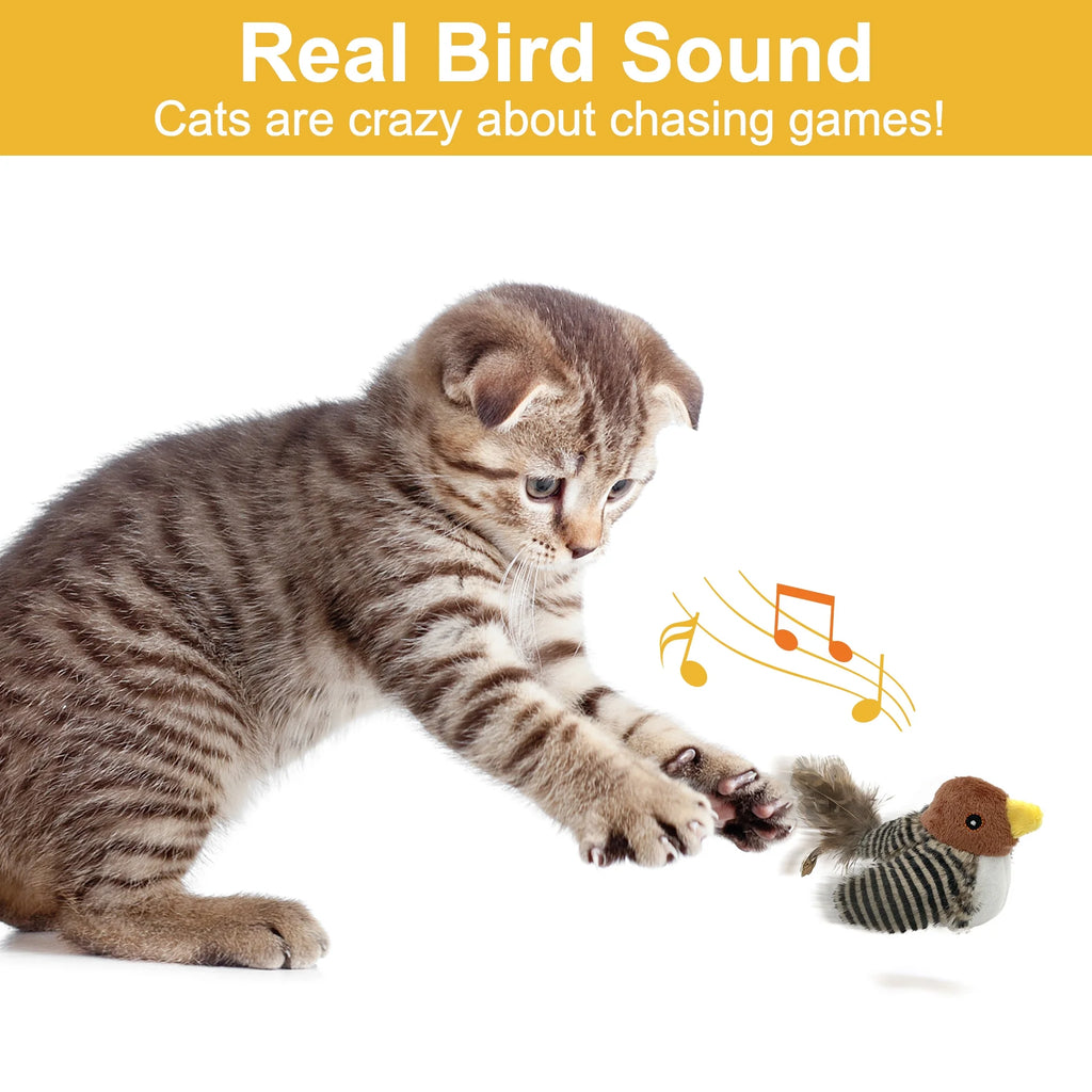 Interactive Electronic Cat Toy, Automatic Chirping Bird 