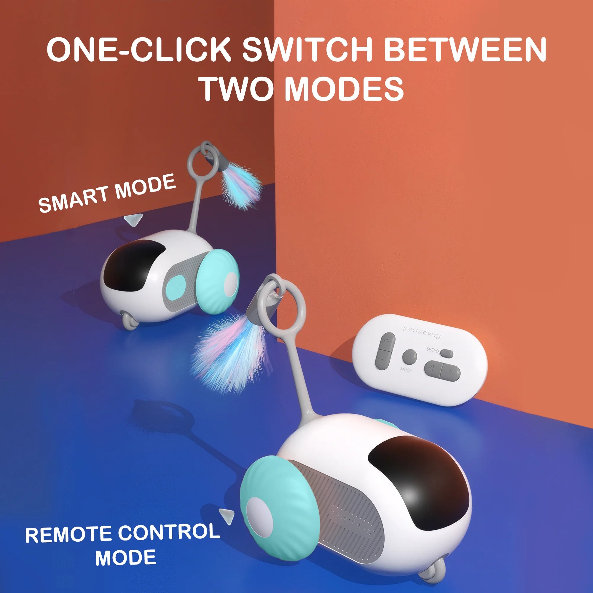  2-Speed Automatic Moving Remote Control Smart Cat Rechargeable Toy